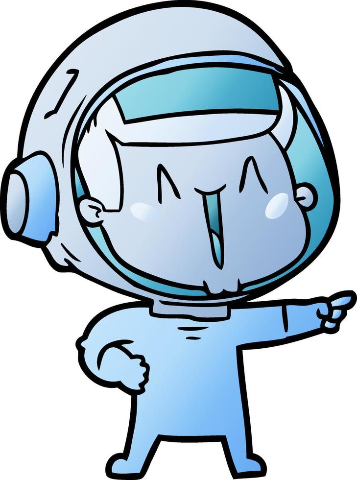 happy cartoon astronaut pointing vector