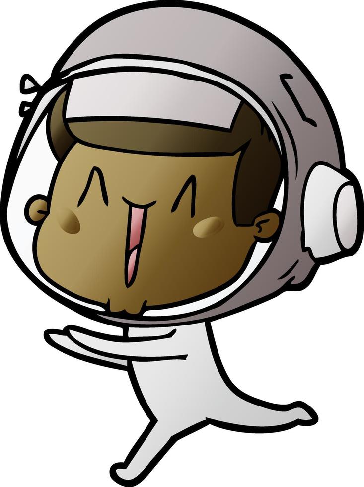 happy cartoon astronaut running vector