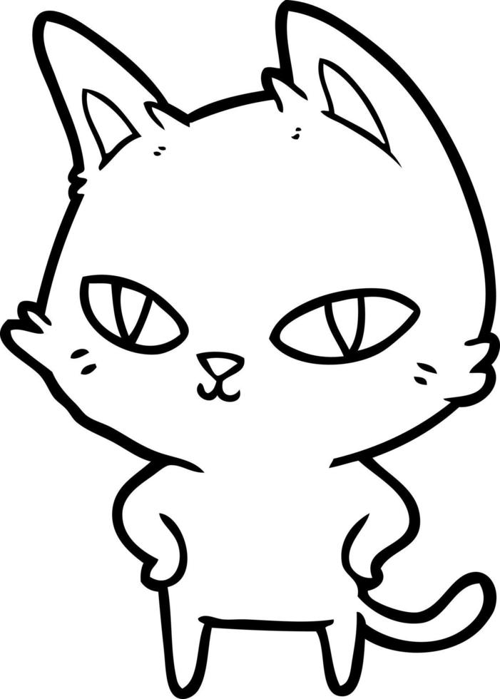 cartoon cat with bright eyes vector