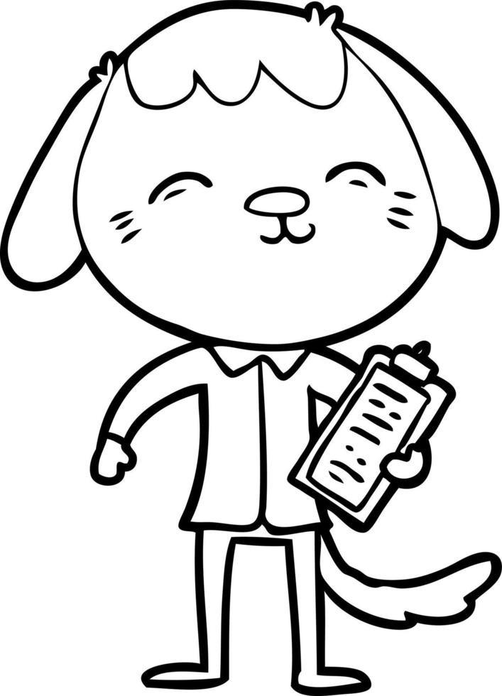 happy cartoon office worker dog vector