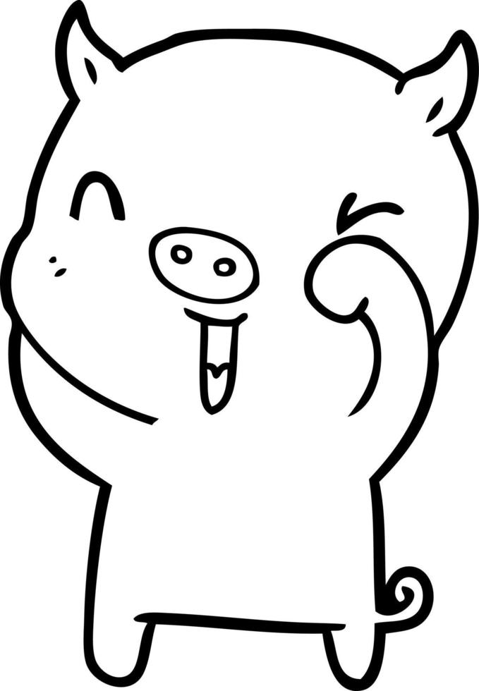 happy cartoon pig vector