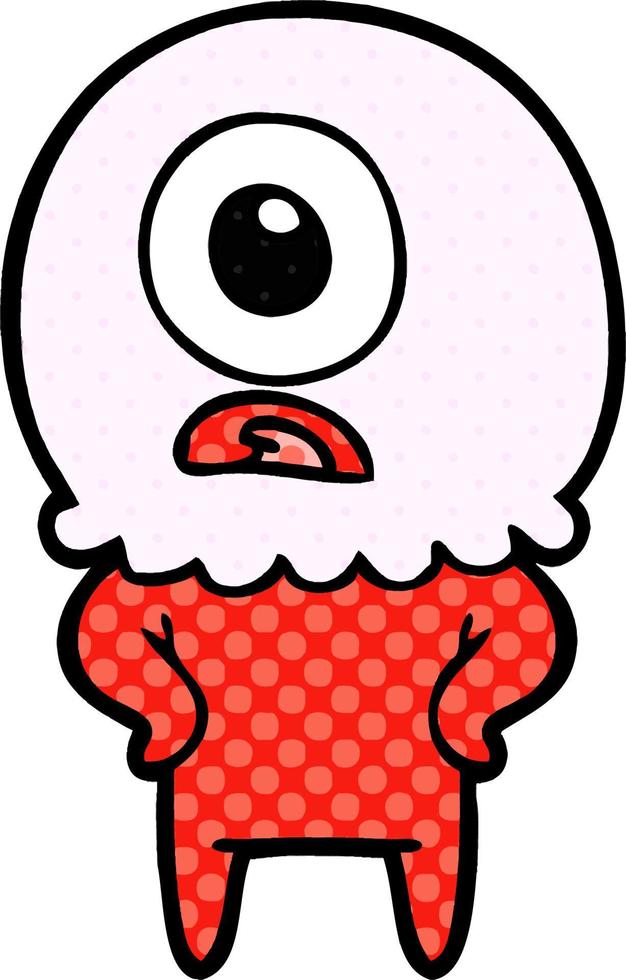 cartoon cyclops alien spaceman vector