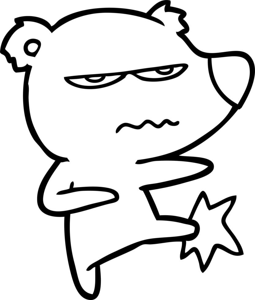 angry bear cartoon kicking vector