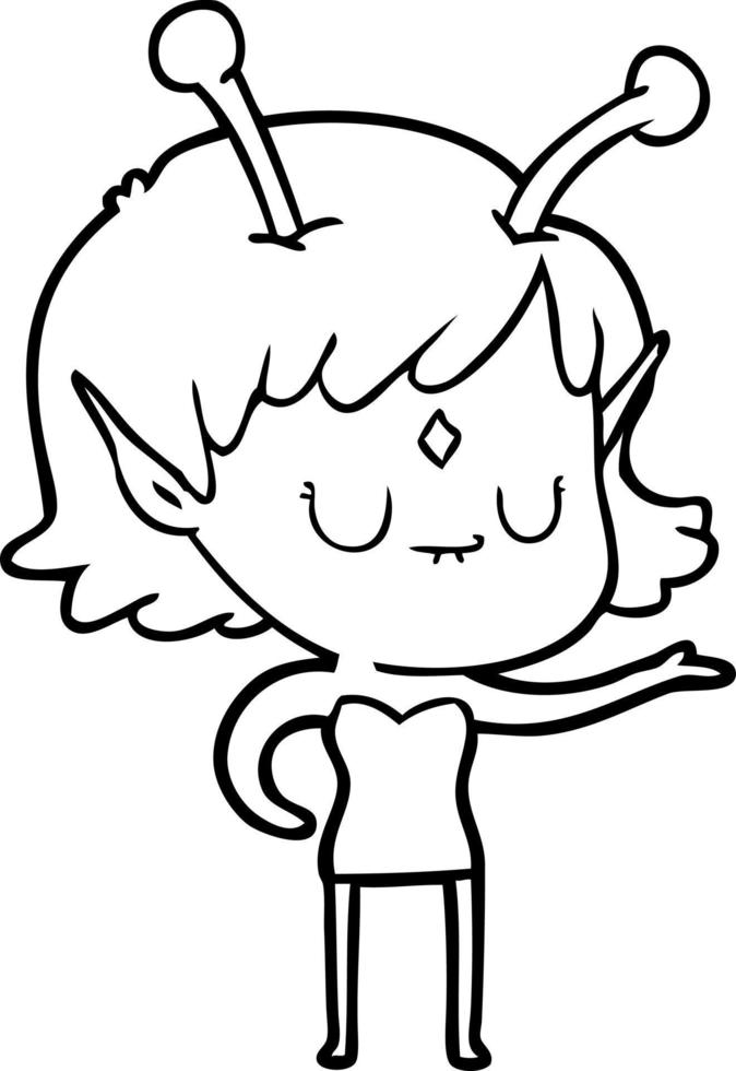 cartoon alien girl vector