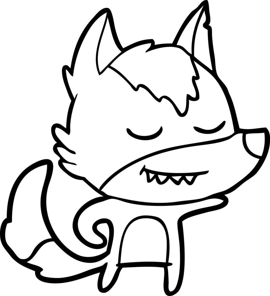 friendly cartoon wolf vector
