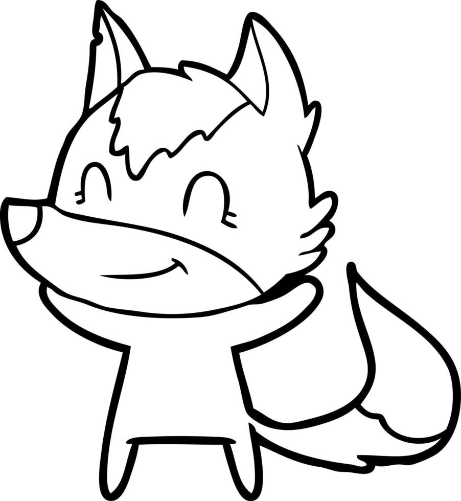 friendly cartoon wolf vector
