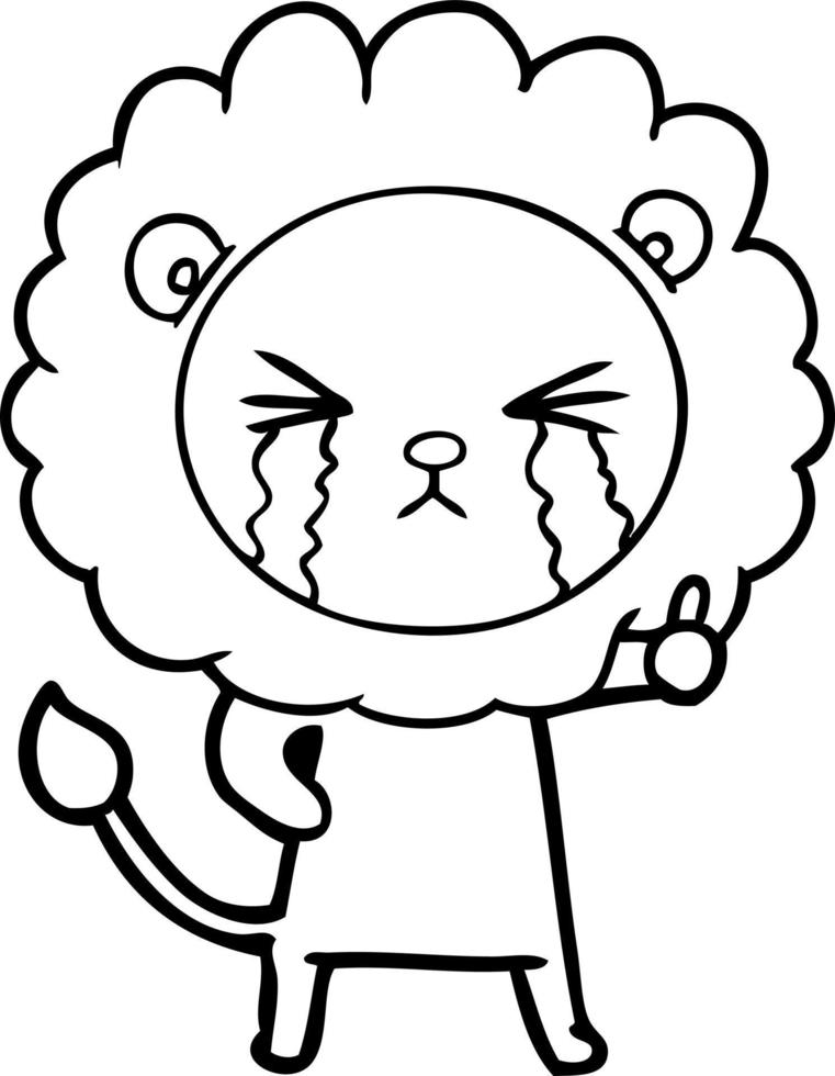 cartoon crying lion vector