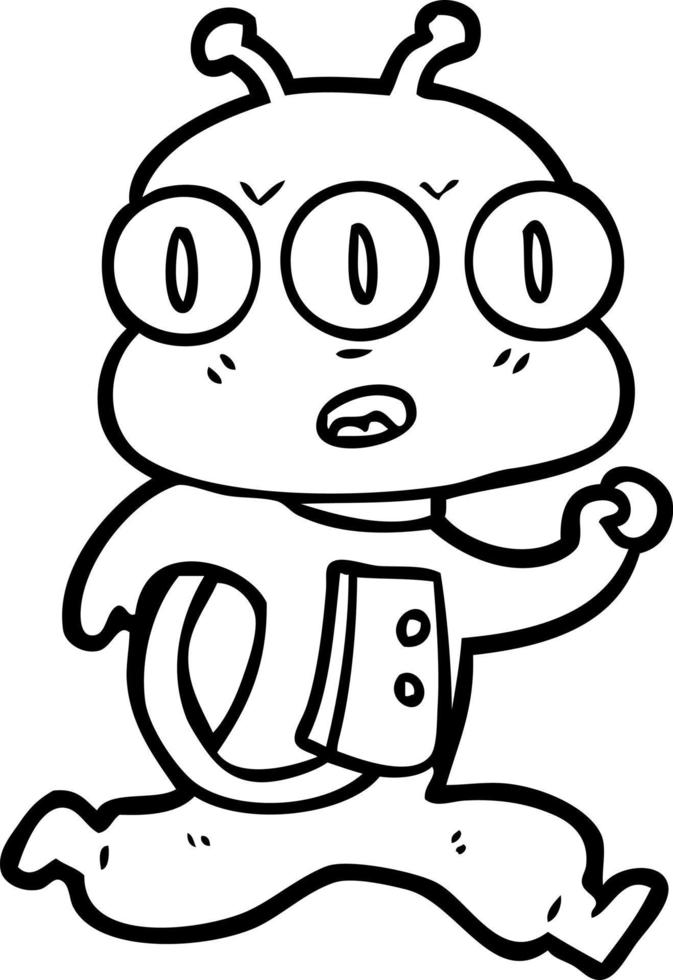 cartoon three eyed alien vector