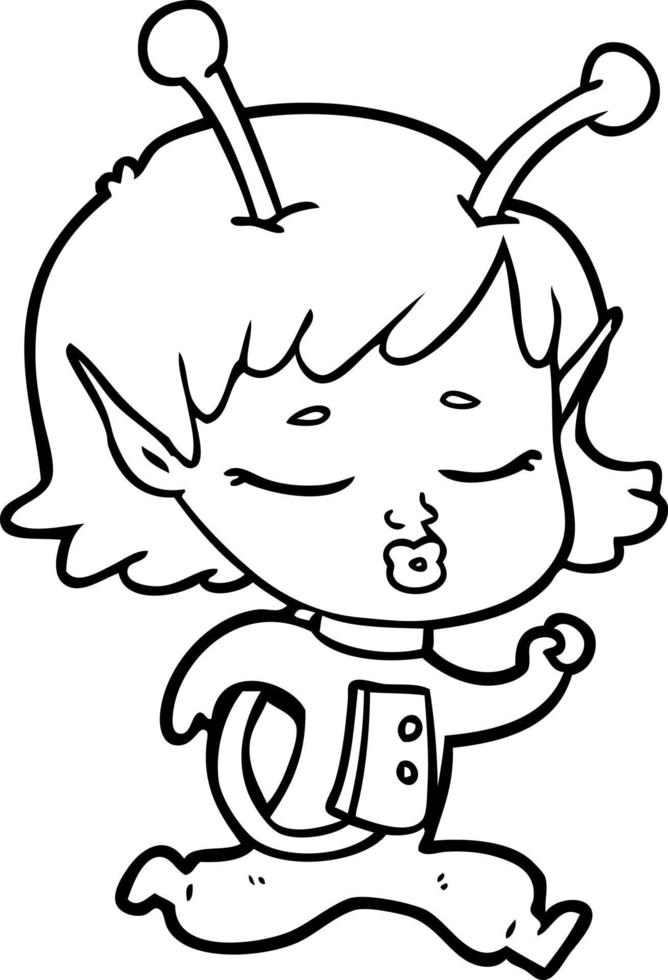 cartoon alien girl vector