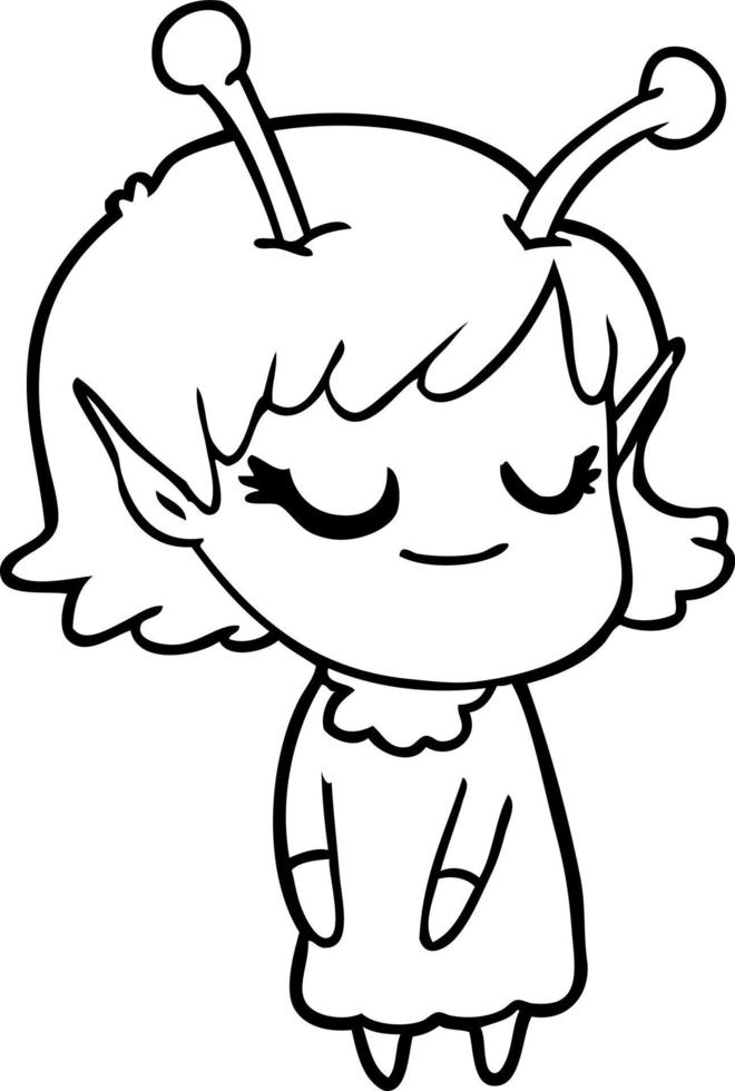 smiling alien girl cartoon vector