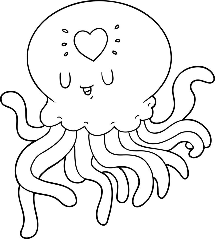 cartoon jellyfish in love vector