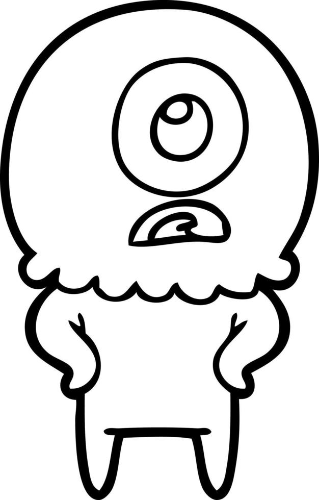 cartoon cyclops alien spaceman vector