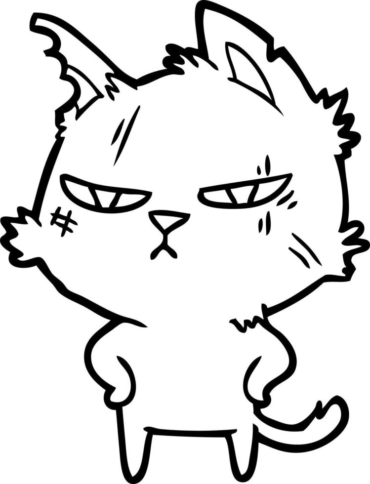 tough cartoon cat vector