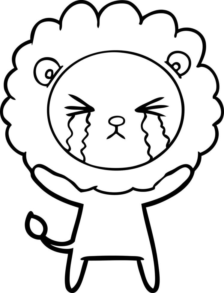 cartoon crying lion vector
