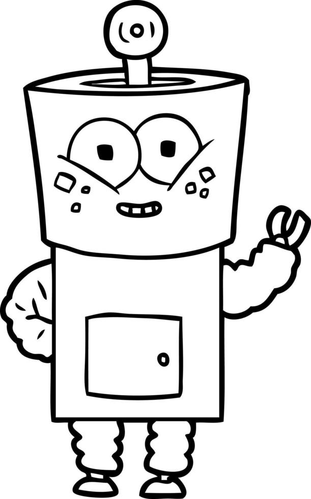 happy cartoon robot waving hello vector