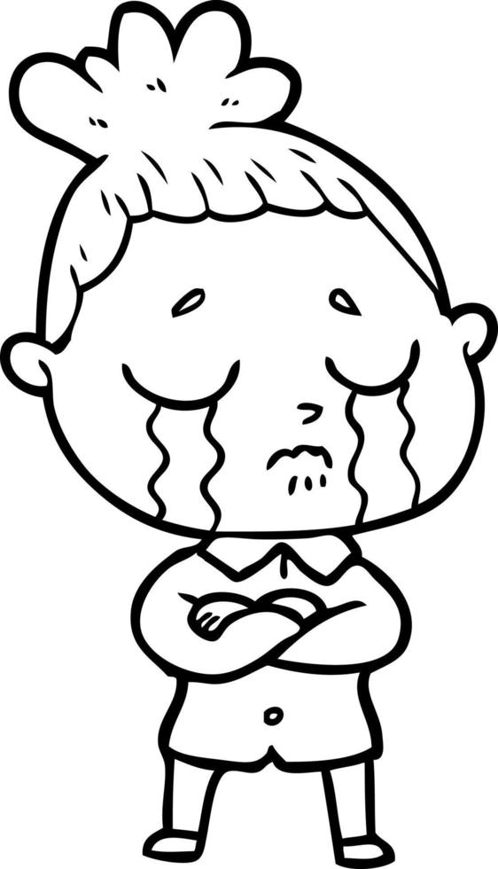 cartoon crying woman vector