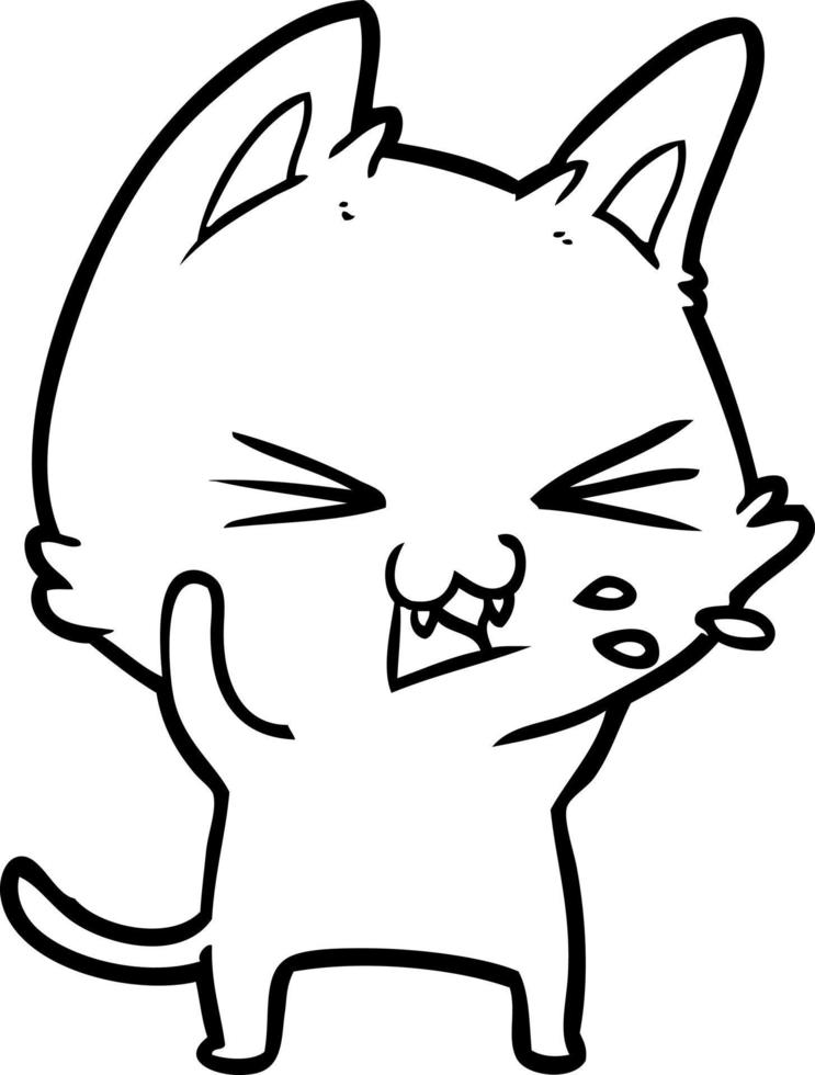 cartoon cat hissing vector