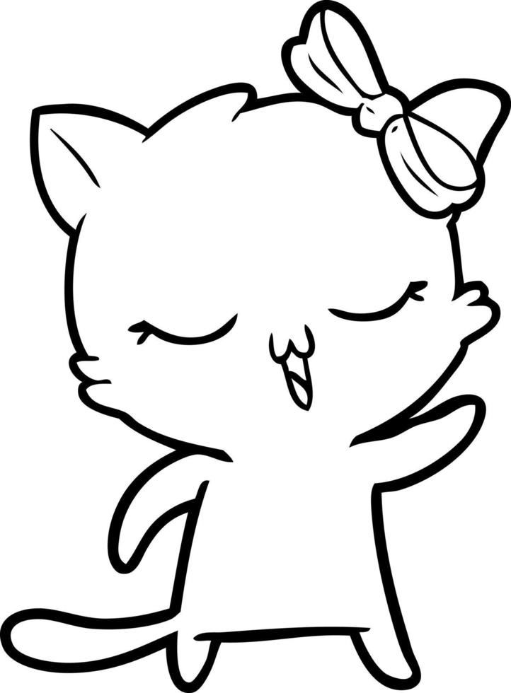 cartoon cat with bow on head vector