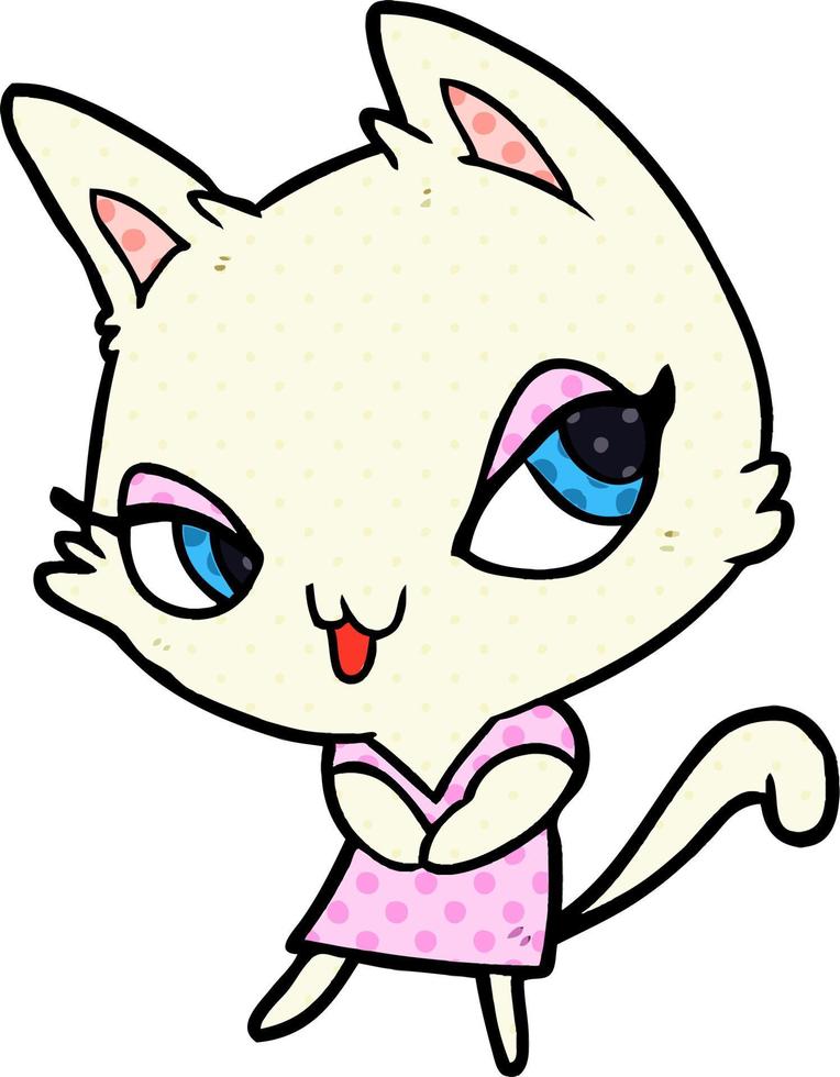 cute cartoon female cat vector