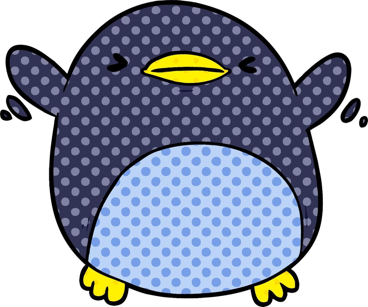 lindo pingüino de dibujos animados batiendo alas vector