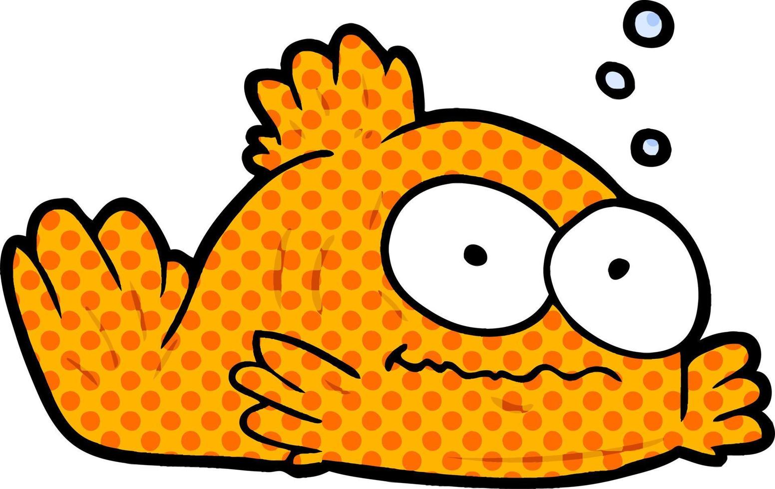 funny cartoon goldfish vector