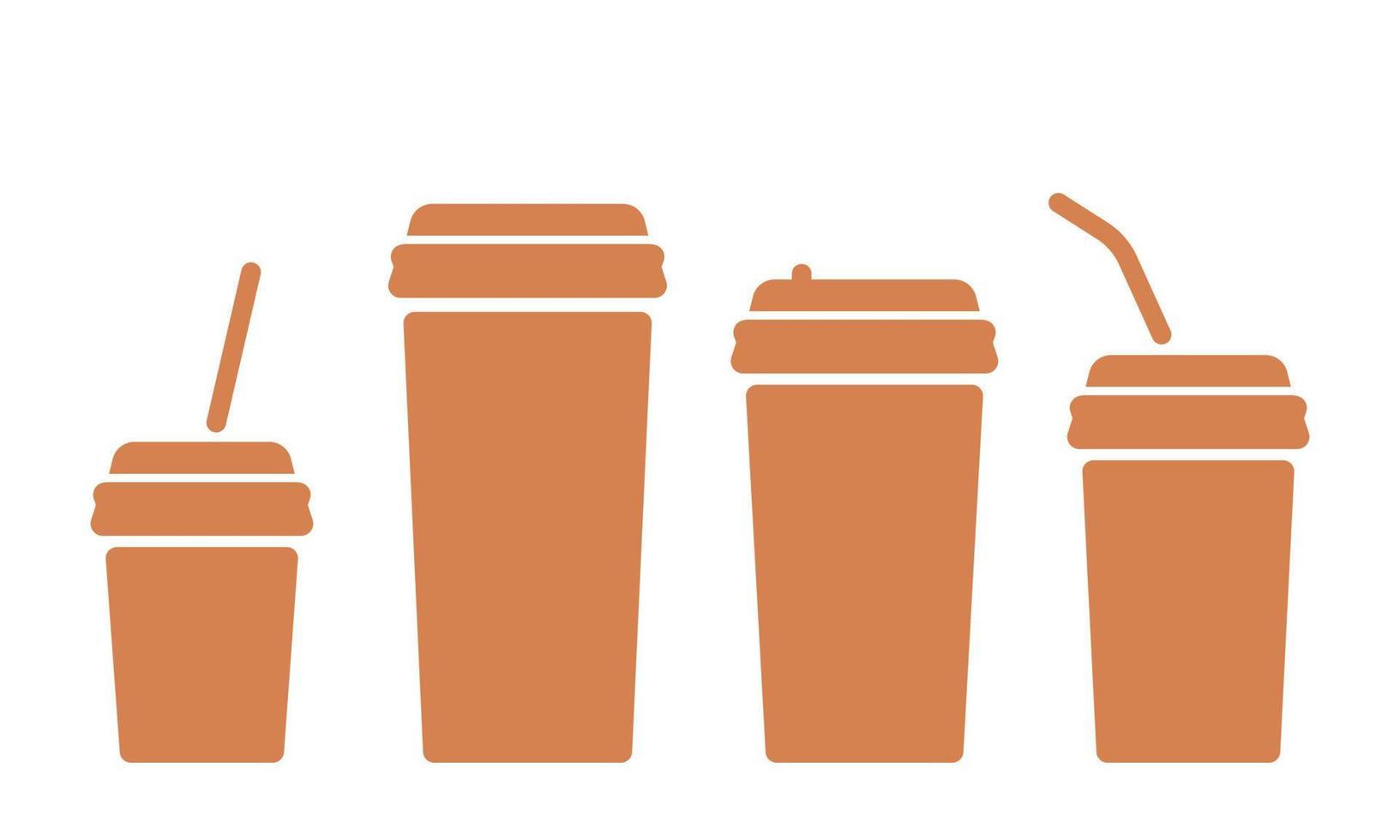 Cup size icon set. Small, medium and large take away drink