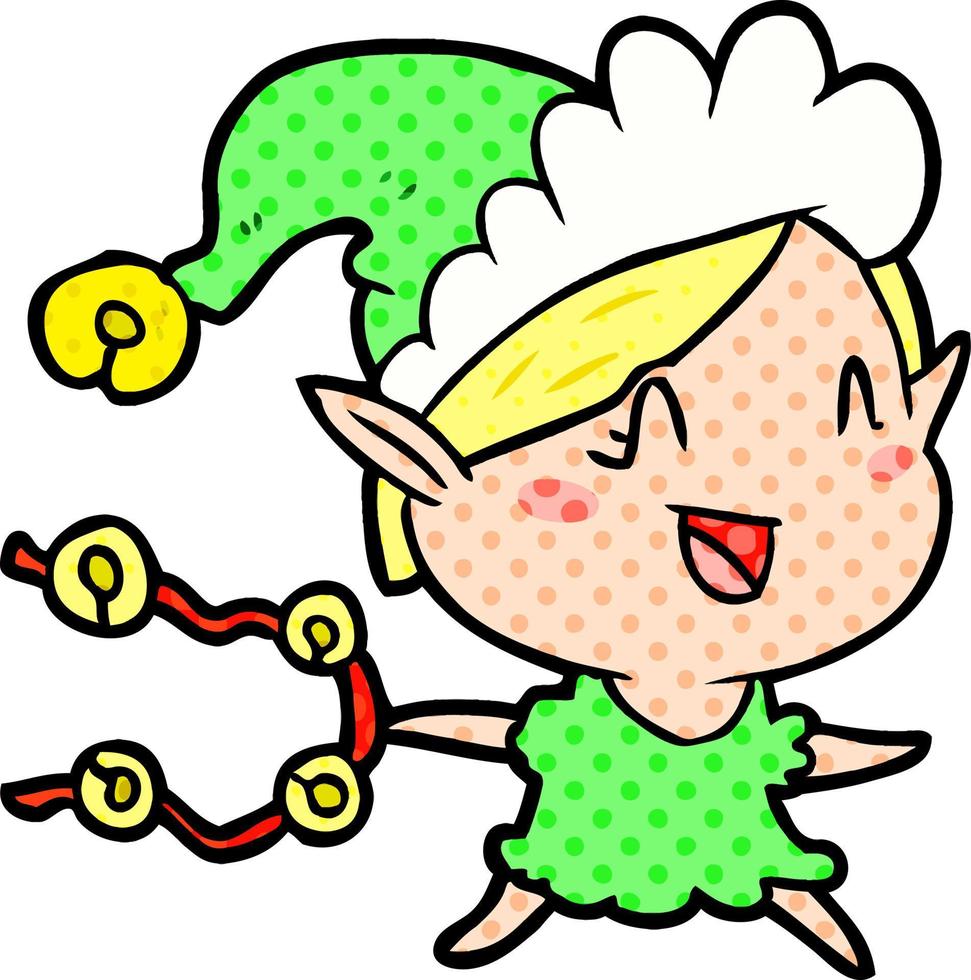 cartoon happy christmas elf vector