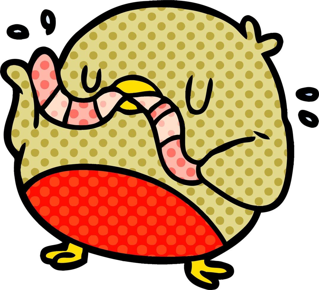 pájaro de dibujos animados comiendo gusano vector