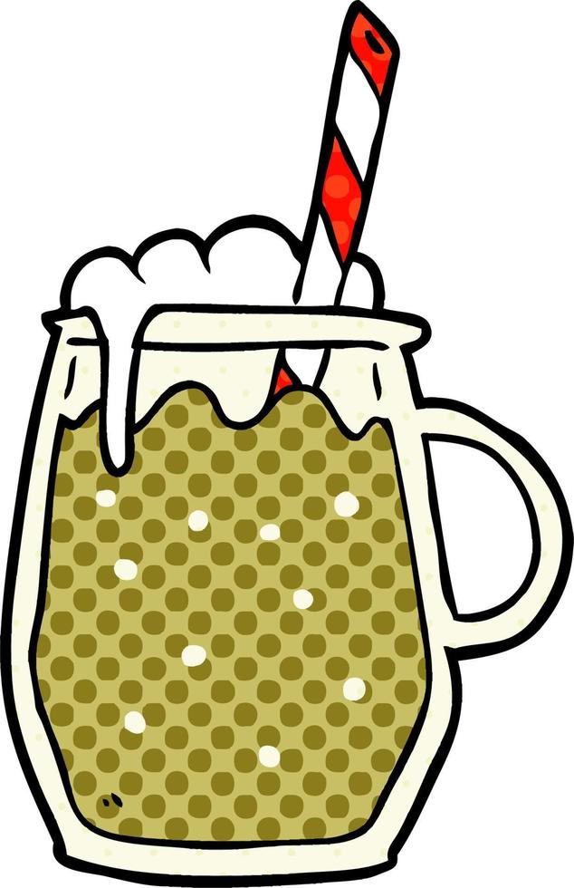 vaso de dibujos animados de cerveza de raíz con paja vector