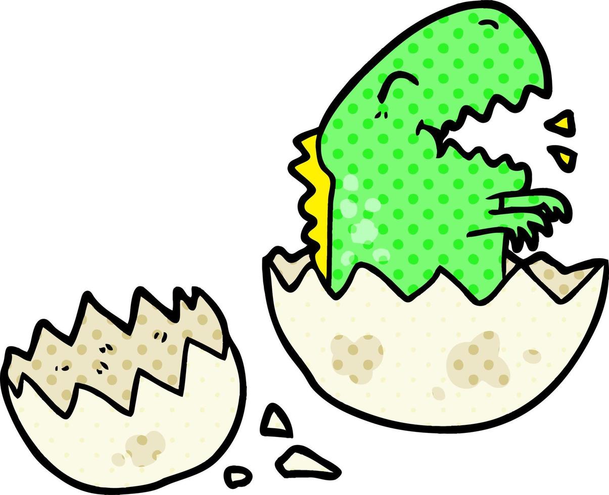 dinosaurio de dibujos animados saliendo del huevo vector