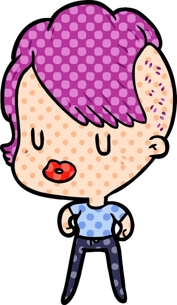 cartoon girl with punk hipster haircut vector