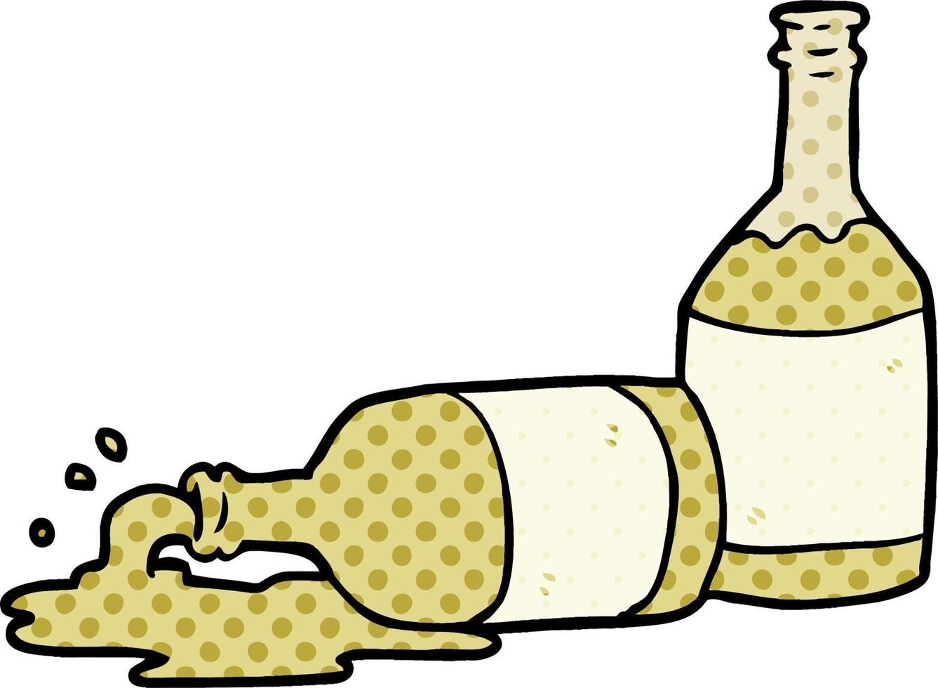 botellas de cerveza de dibujos animados con cerveza derramada vector