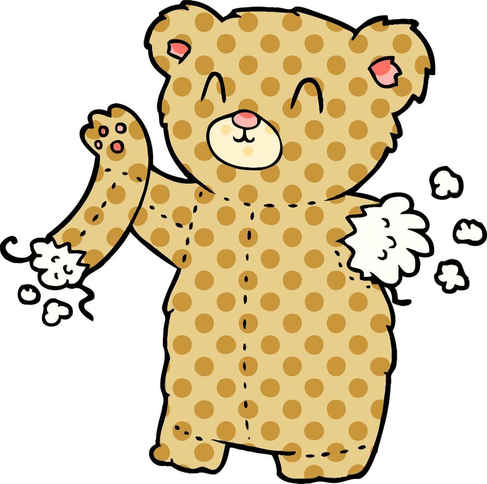cartoon teddy bear with torn arm vector