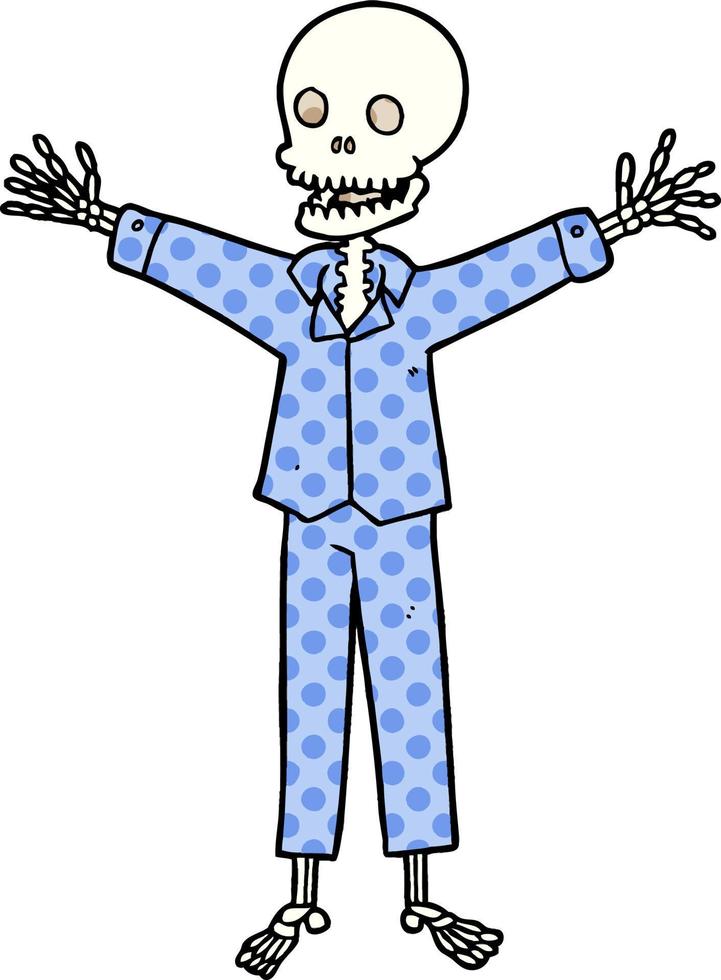 cartoon skeleton wearing pajamas vector