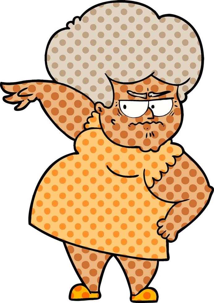 cartoon angry old woman vector