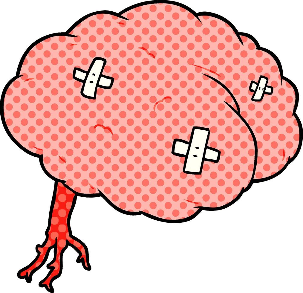 cerebro lesionado de dibujos animados vector