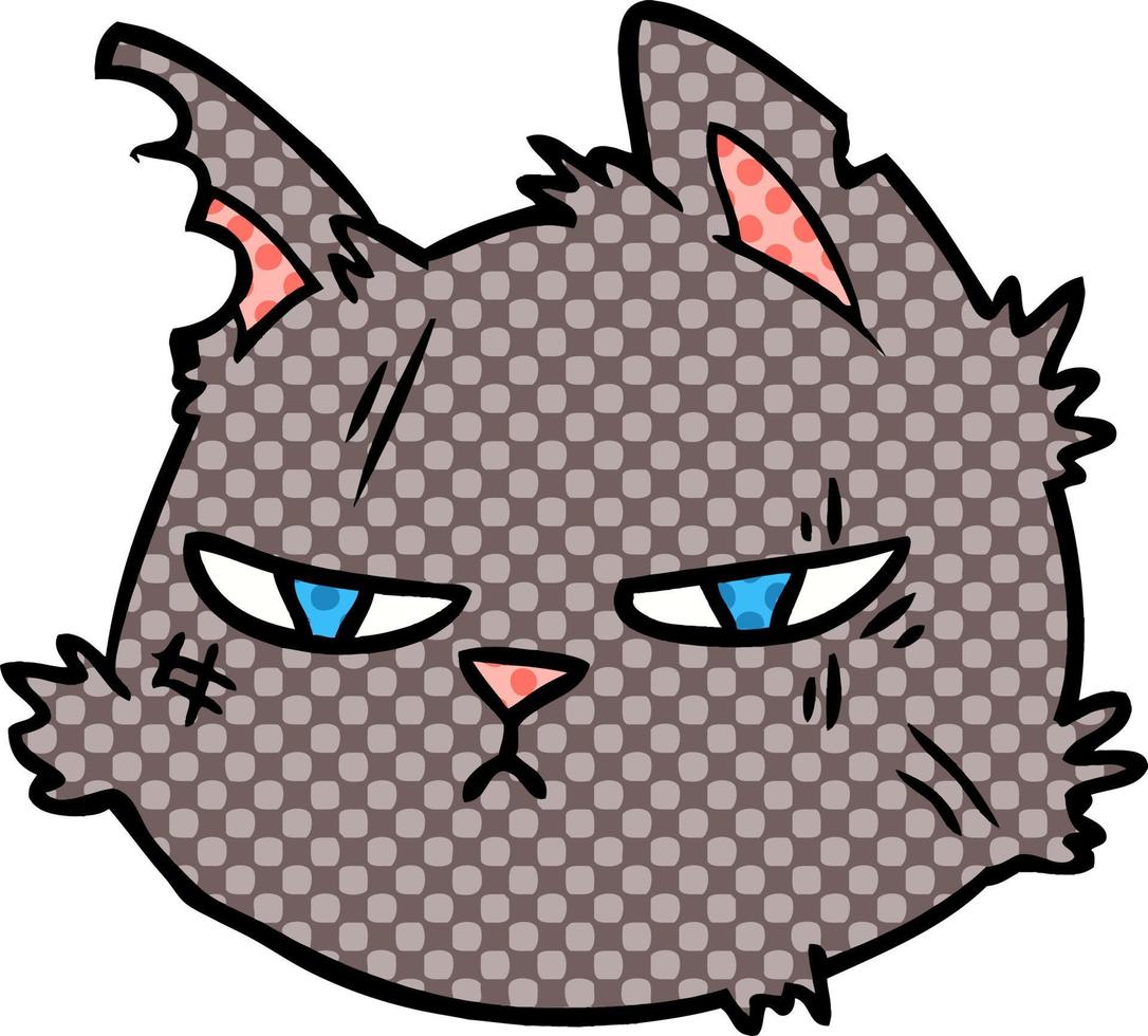 cara de gato duro de dibujos animados vector