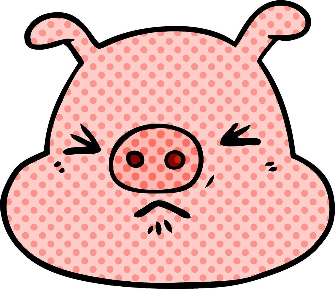 cartoon angry pig face vector