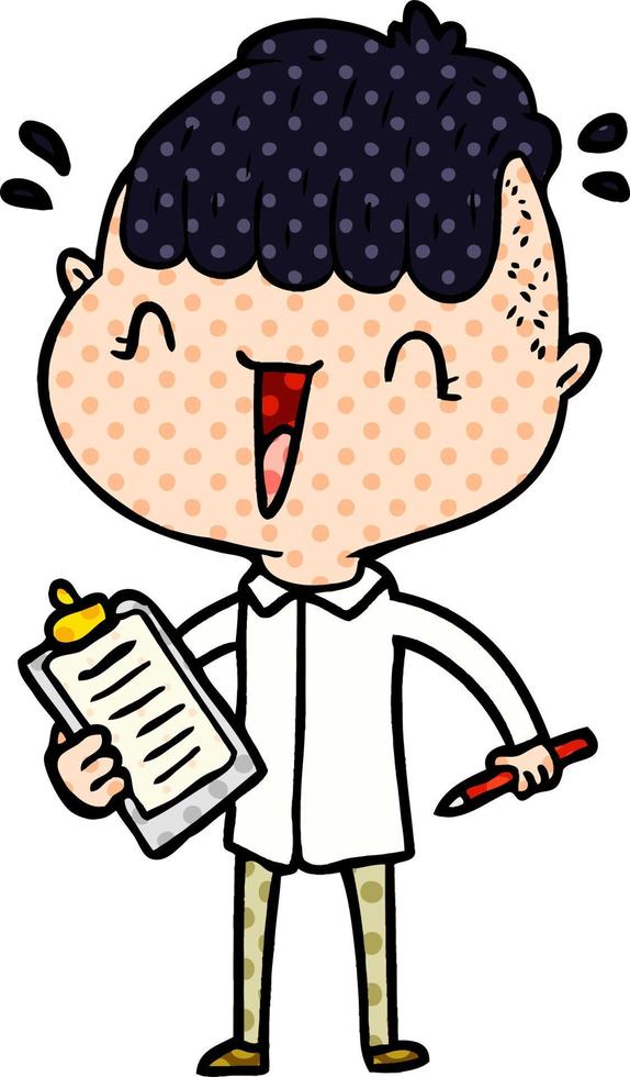 cartoon happy boy surprised vector