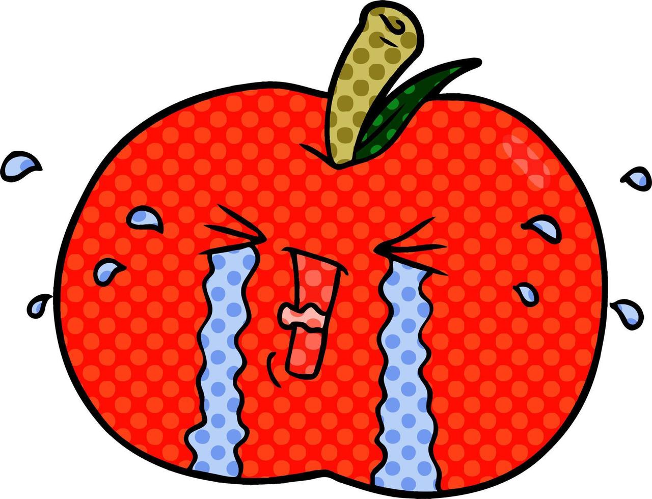 dibujos animados de manzana llorando vector