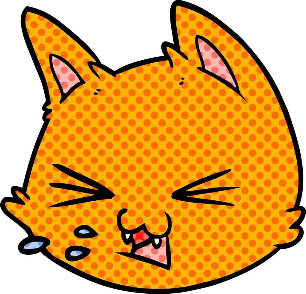 spitting cartoon cat face vector