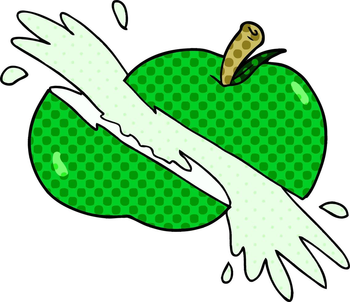 manzana en rodajas de dibujos animados vector