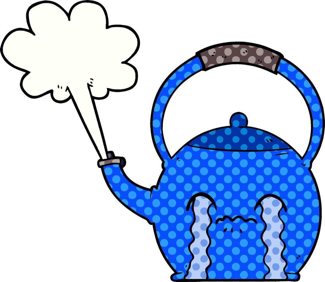 cartoon boiling kettle vector