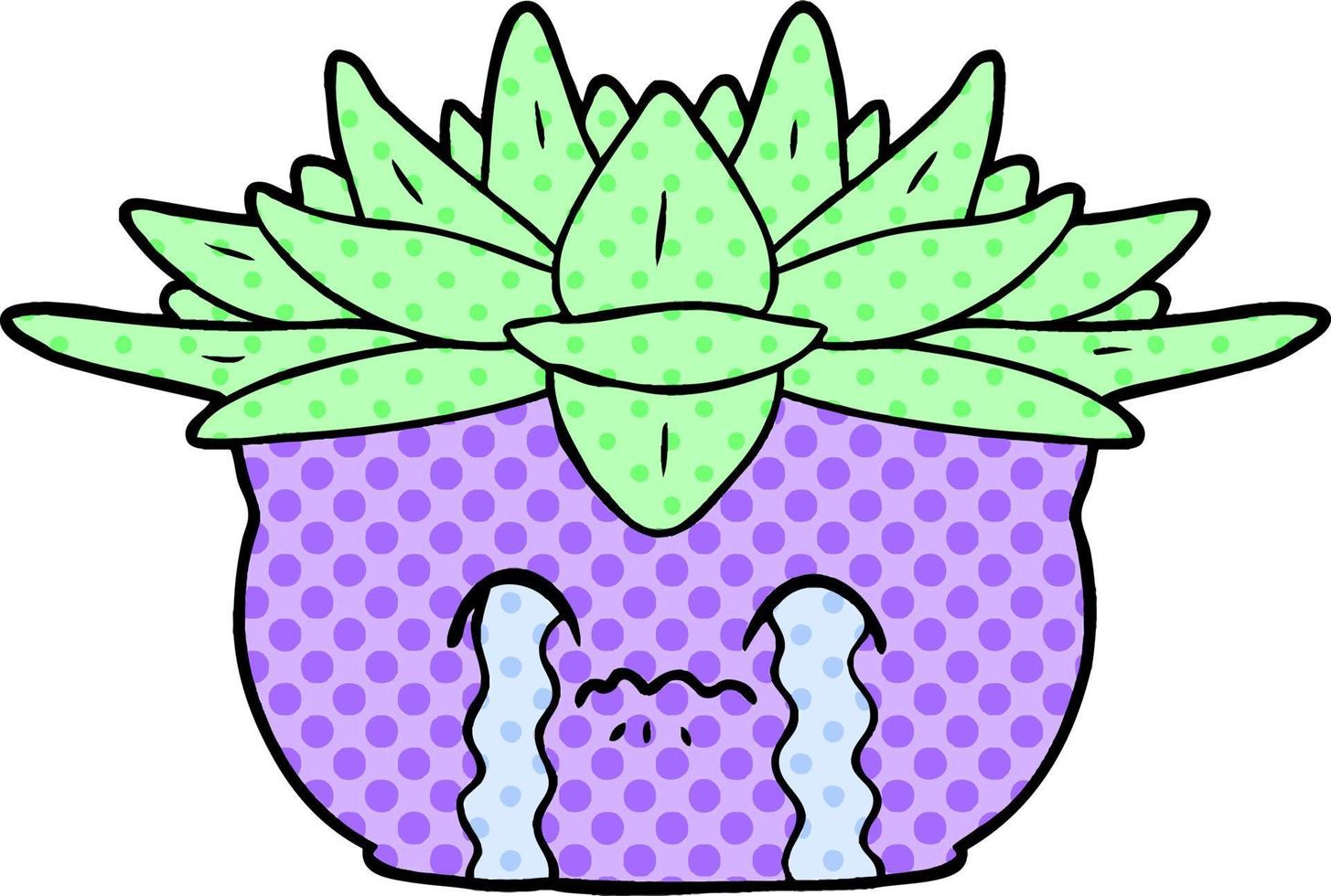 cartoon crying house plant vector