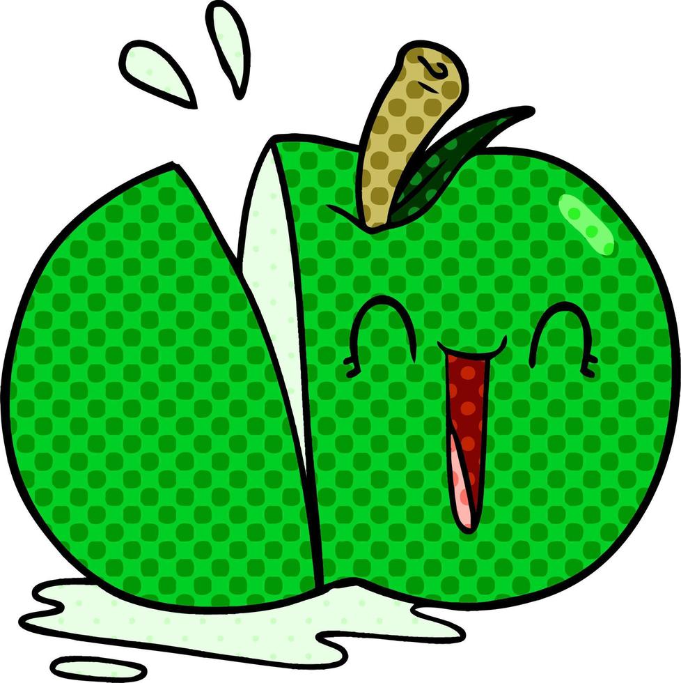 happy cartoon sliced apple vector