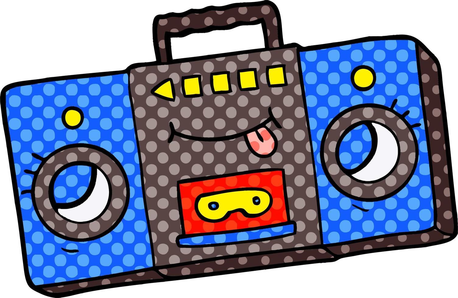 cartoon retro cassette tape player vector