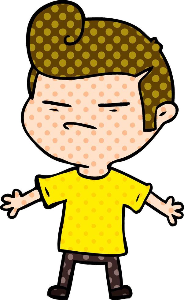 cartoon cool guy with fashion hair cut vector