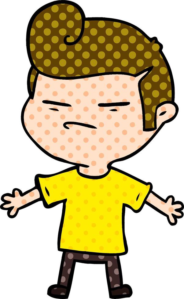 chico genial de dibujos animados con corte de pelo de moda vector