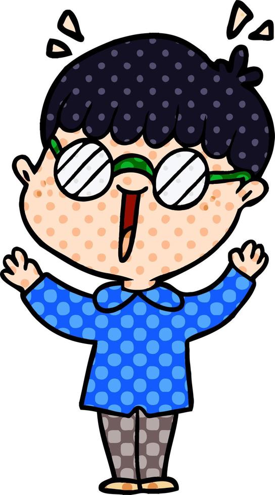 cartoon boy wearing spectacles vector