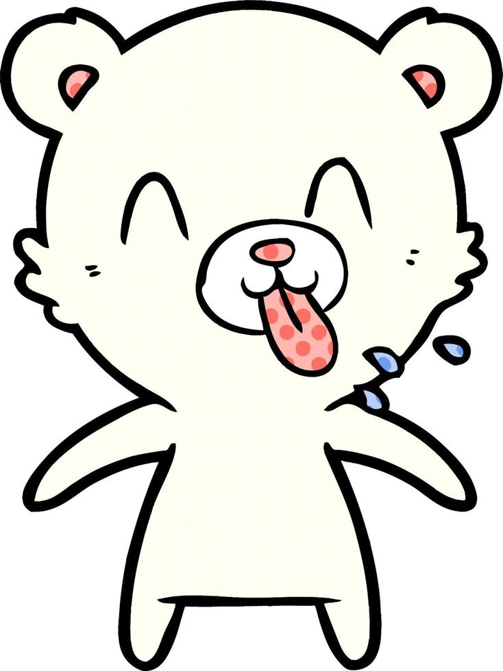 rude cartoon polar bear sticking out tongue vector